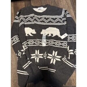 Old Navy So Soft GREY POLAR BEAR Pullover Sweater Super Soft Holiday LARGE